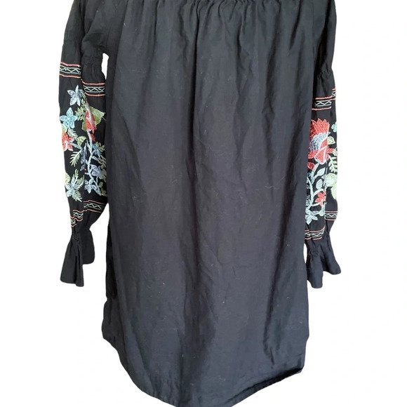 Free People Women Black Off The Shoulder Embroidery Dress - Picture 2 of 11